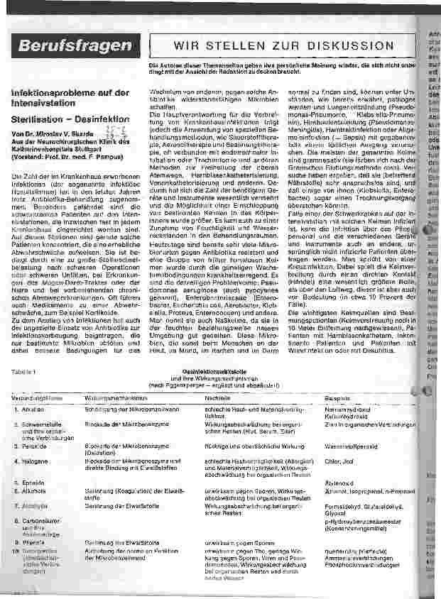 Vorschauseite 1: Infektionsprobleme auf der Intensivstation Sterilisation, Desinfektion