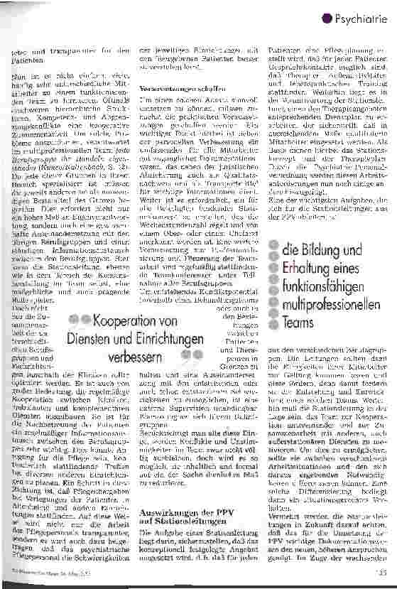 Vorschauseite 2: Aussagen und Konsequenzen der Psychiatrie-Personalverordnung für die Pflege 2. Teil