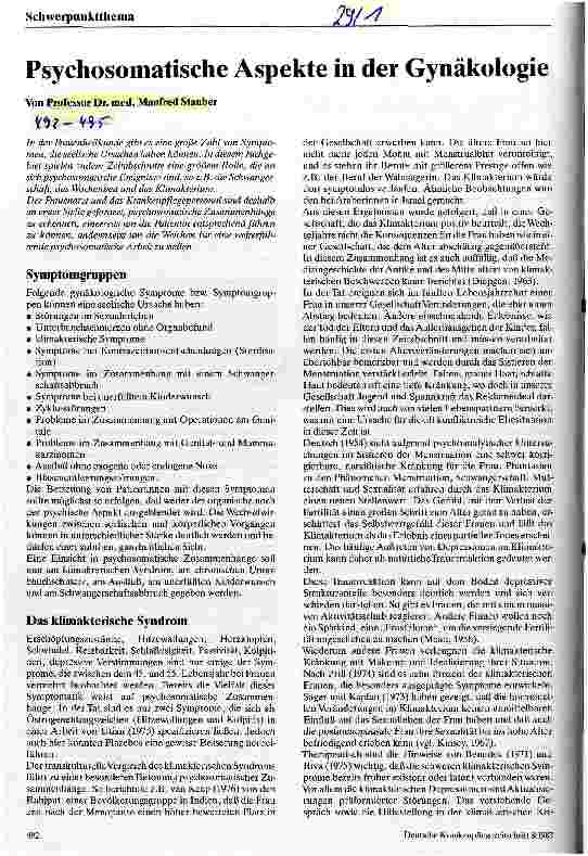 Vorschauseite 1: Psychosomatische Aspekte in der Gynäkologie