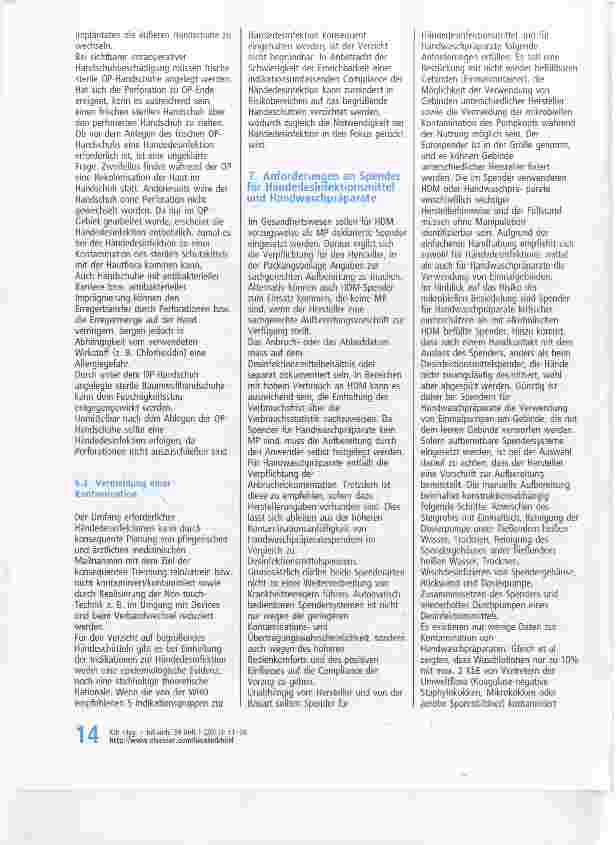Vorschauseite 4: Händehygiene in Einrichtungen des Gesundheitswesens (Teil II) Empfehlung der Kommission für Krankenhaushygiene und Infektionsprävention (KRINKO) beim Robert Koch-Institut (RKI)