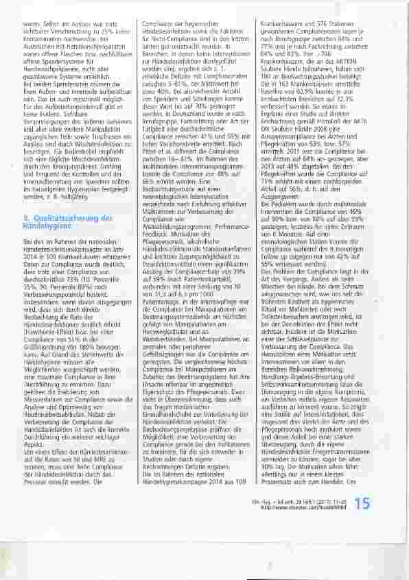 Vorschauseite 5: Händehygiene in Einrichtungen des Gesundheitswesens (Teil II) Empfehlung der Kommission für Krankenhaushygiene und Infektionsprävention (KRINKO) beim Robert Koch-Institut (RKI)