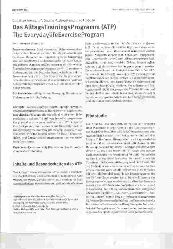 Vorschauseite 1: Das AlltagsTrainingsProgramm (ATP)