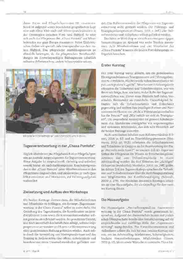 Vorschauseite 2: Die Rolle der „Tagesverantwortung“ Ein Workshop im Altersheim „Chasa Puntota“ klärt auf