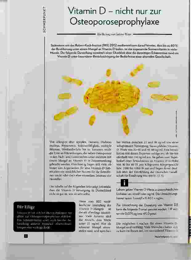 Vorschauseite 1: Vitamin D - nicht nur zur Osteoporoseprophylaxe