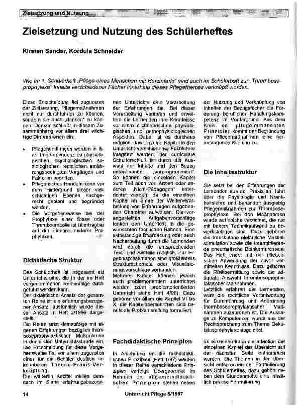 Vorschauseite 1: Zielsetzung und Nutzung des Schülerheftes