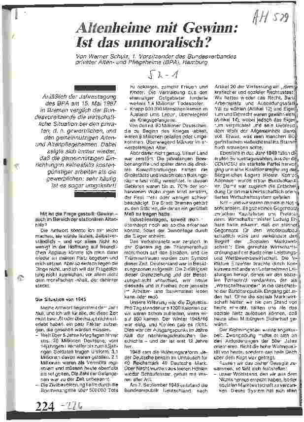 Vorschauseite 1: Altenheime mit Gewinn: Ist das unmoralisch?
