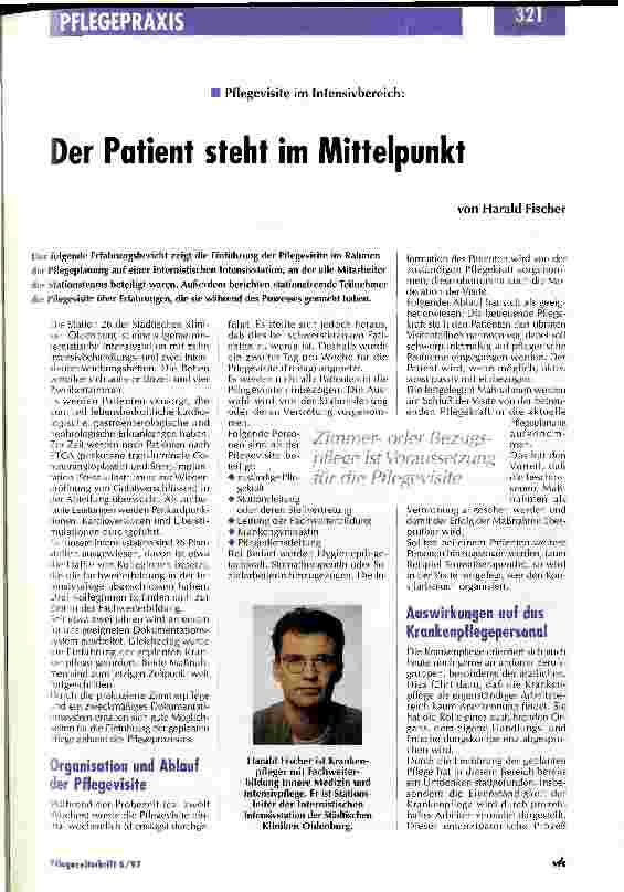 Vorschauseite 1: Der Patient steht im Mittelpunkt Pflegevisite im Intensivbereich