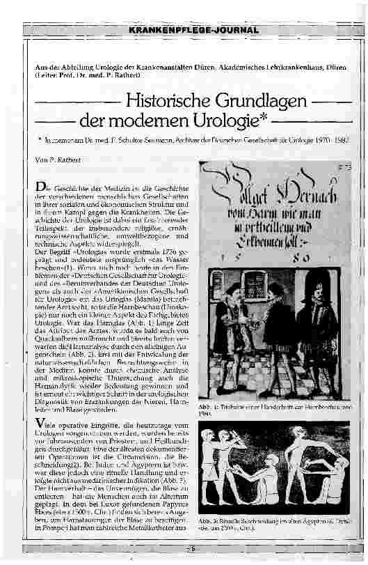 Vorschauseite 1: Historische Grundlagen der modernen Urologie