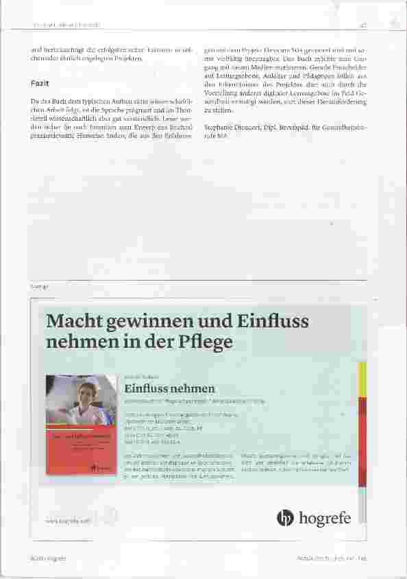Vorschauseite 3: Rezension: Digital lernen evidenzbasiert pflegen. Neue Medien in der Fortbildung von Pflegefachkräften. Von Margot Sieger, Lutz Goertz, Axel Wolpert, Annette Rustemeier-Holtwick (…