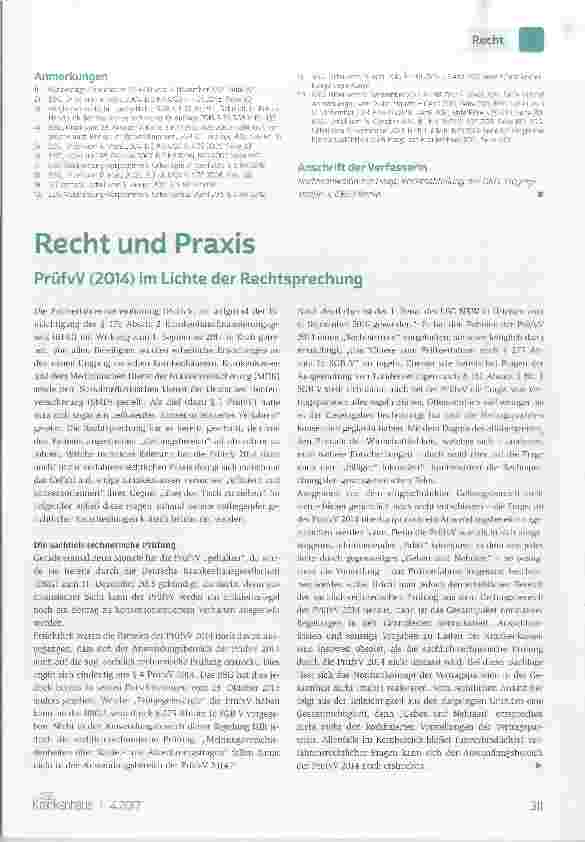 Vorschauseite 1: PrüfvV (2014) im Lichte der Rechtsprechung
