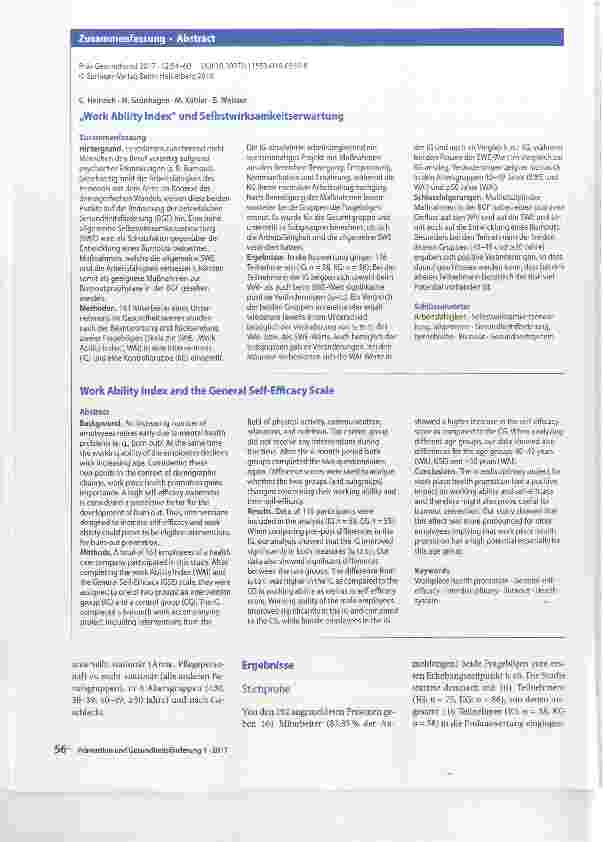 Vorschauseite 3: „Work Ability Index und Selbstwirksamkeitserwartung