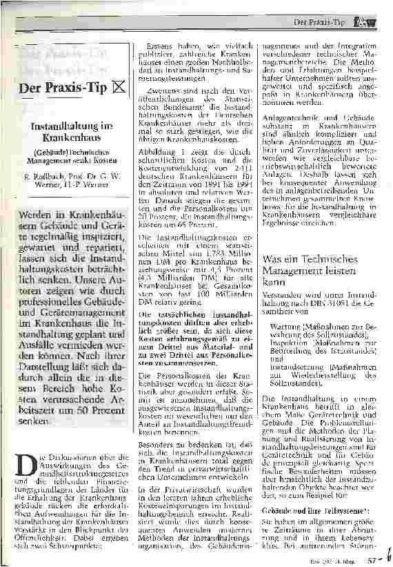 Vorschauseite 1: Instandhaltung im Krankenhaus (Gebäude)Technisches Management senkt Kosten