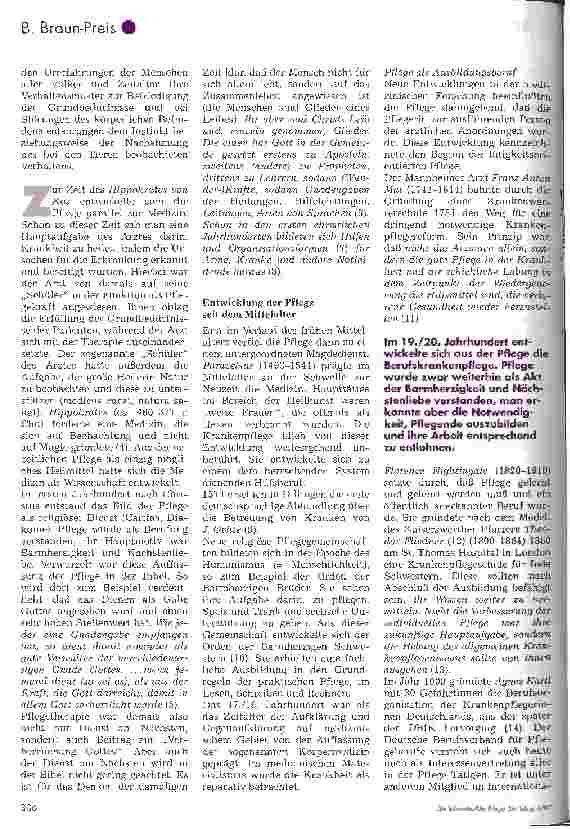 Vorschauseite 2: B BRAUN-Preis 96 Heilung durch Pflege? 2. Platz für Krankenund Kinderkrankenpflegeschulen