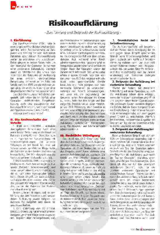 Vorschauseite 1: Risikoaufklärung Zum Umfang und Zeitpunkt der Risikoaufklärung