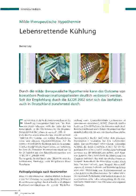 Vorschauseite 1: Milde therapeutische Hypothermie - Lebensrettende Kühlung