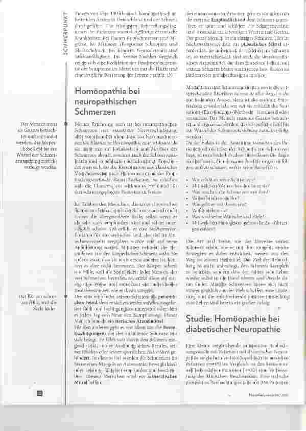 Vorschauseite 3: Homöopathie bei neuropathischen Schmerzen