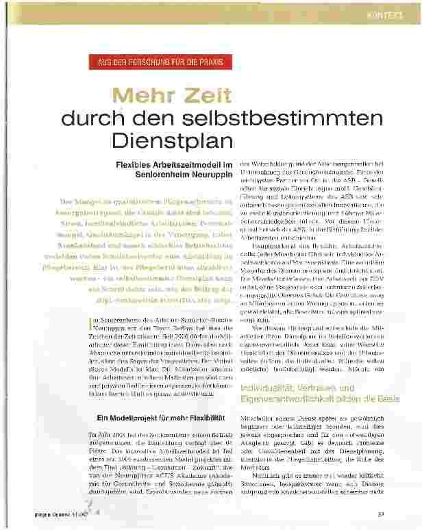 Vorschauseite 1: Mehr Zeit durch den selbstbestimmten Dienstplan