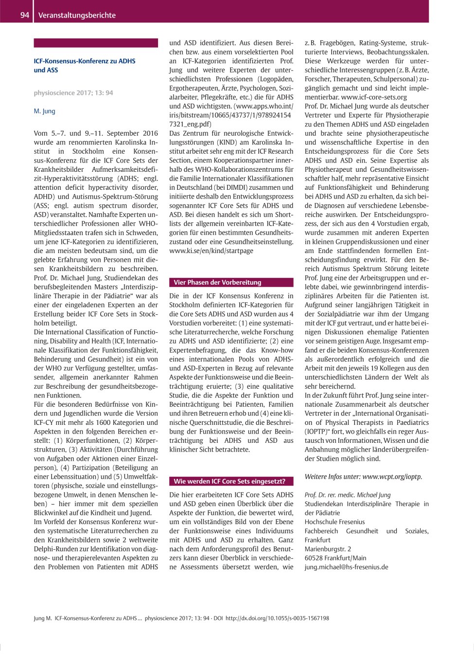 Vorschauseite 1: ICF-Konsensus-Konferenz zu ADHS und ASS