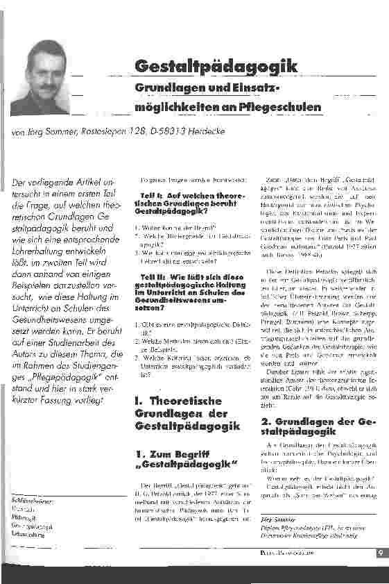 Vorschauseite 1: Gestaltpädagogik Grundlagen und Einsatzmöglichkeiten an Pflegeschulen