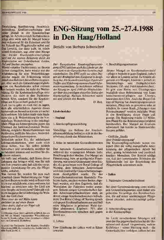 Vorschauseite 3: Berufspolitische Aspekte der Fortund Weiterbildung in der Krankenpflege, angezeigt an den Aufgaben der Krankenschwester in der Onkologie