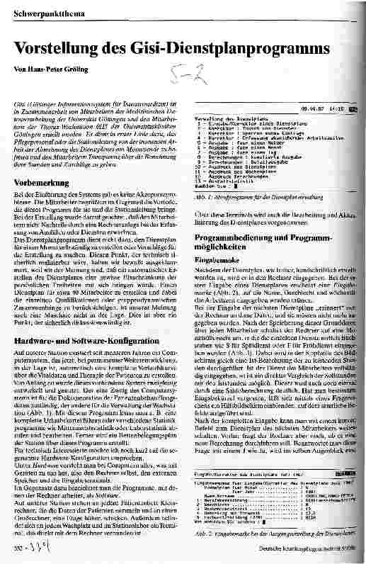 Vorschauseite 1: Vorstellung des Gisi-Dienstplanprogramms