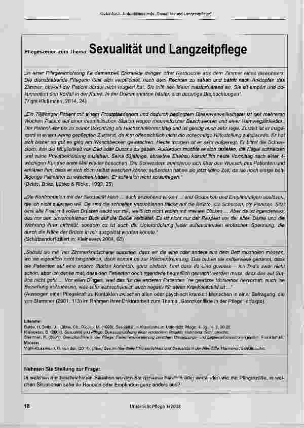 Vorschauseite 3: Unterricht mit dem erfahrungsbezogenen Ansatz nach Scheiier: Sexuaiität und Langzeitpflege