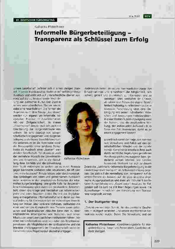 Vorschauseite 1: Informelle Bürgerbeteiligung - Transparenz als Schlüssel zum Erfolg