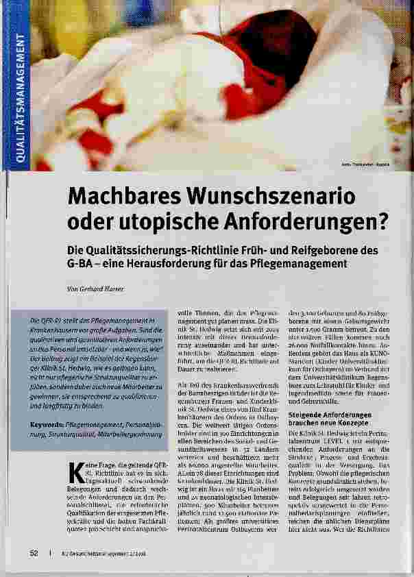 Vorschauseite 1: Machbares Wunschszenario oder utopische Anforderungen?