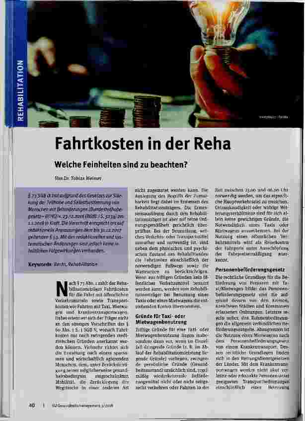 Vorschauseite 1: Fahrtkosten in der Reha