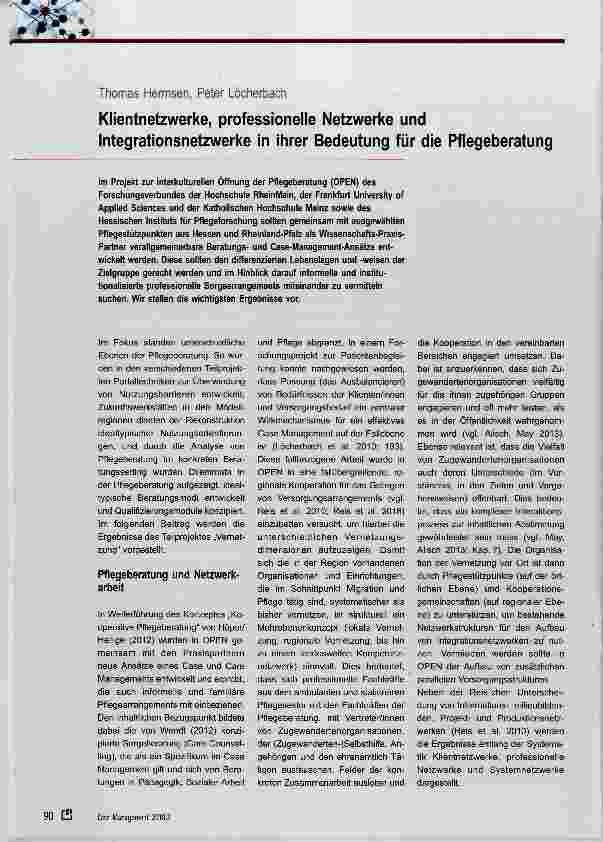 Vorschauseite 1: Klientnetzwerke, professionelle Netzwerke und Integrationsnetzwerke in ihrer Bedeutung für die Pflegeberatung