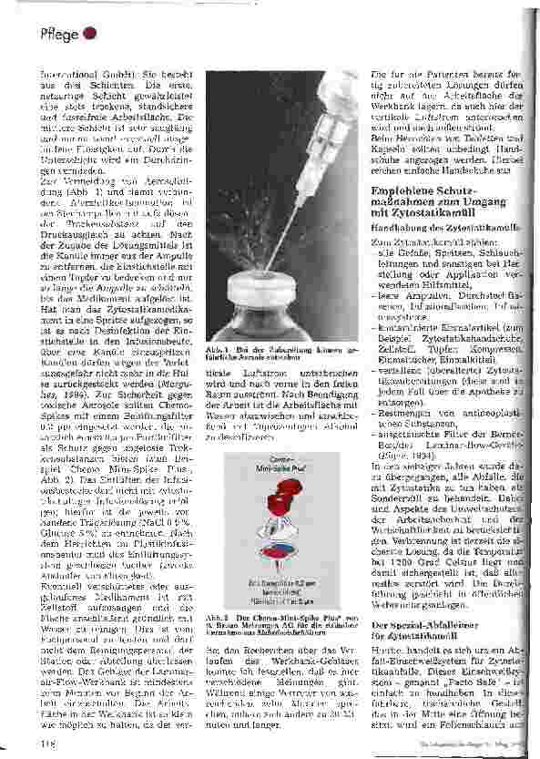 Vorschauseite 2: Maßnahmenkatalog zum Schutz der Mitarbeiter bei der Zubereitung von Chemotherapeutika 2. Teil