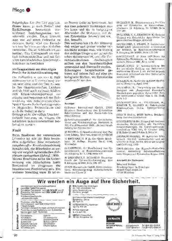 Vorschauseite 3: Maßnahmenkatalog zum Schutz der Mitarbeiter bei der Zubereitung von Chemotherapeutika 2. Teil