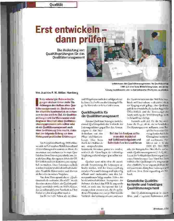 Vorschauseite 1: Erst entwickeln - dann prüfen Die Bedeutung von Qualitätsprüfungen für das Qualitätsmanagement