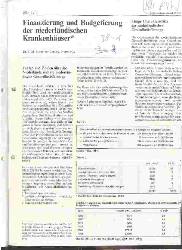 Vorschauseite 1: Finanzierung und Budgetierung der niederländischen Krankenhäuser