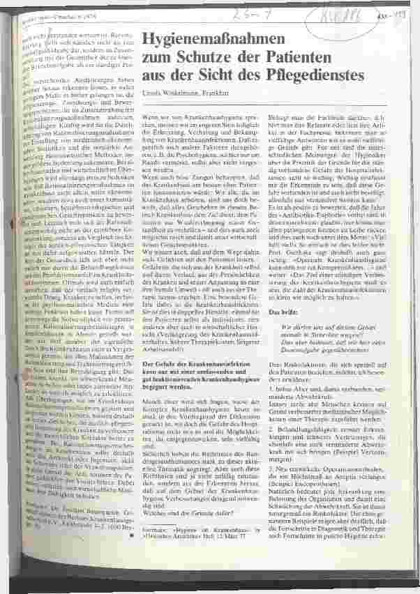 Vorschauseite 1: Hygienemaßnahmen zum Schutze der Patienten aus der Sicht des Pflegedienstes