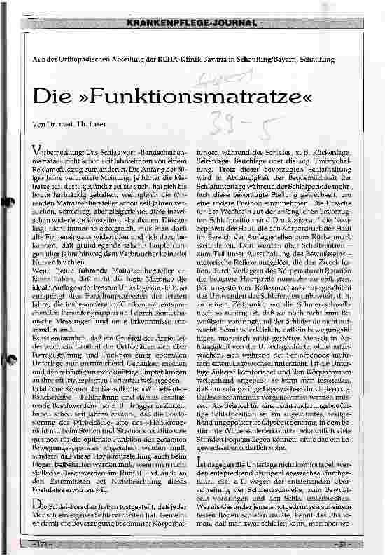 Vorschauseite 1: Die Funktionsmatratze