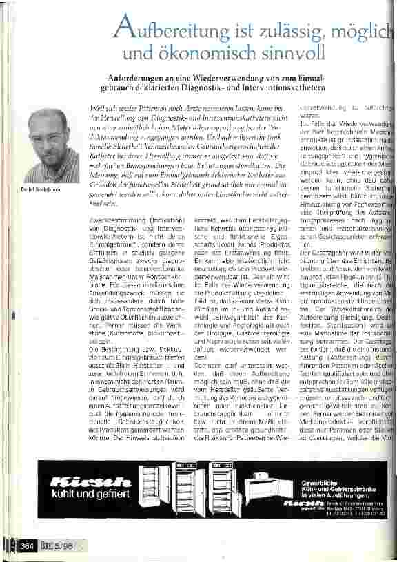 Vorschauseite 1: Aufbereitung ist zulässig, möglich und ökonomisch sinnvoll Anforderung an eine Wiederverwendung von Einmal-Kathetern