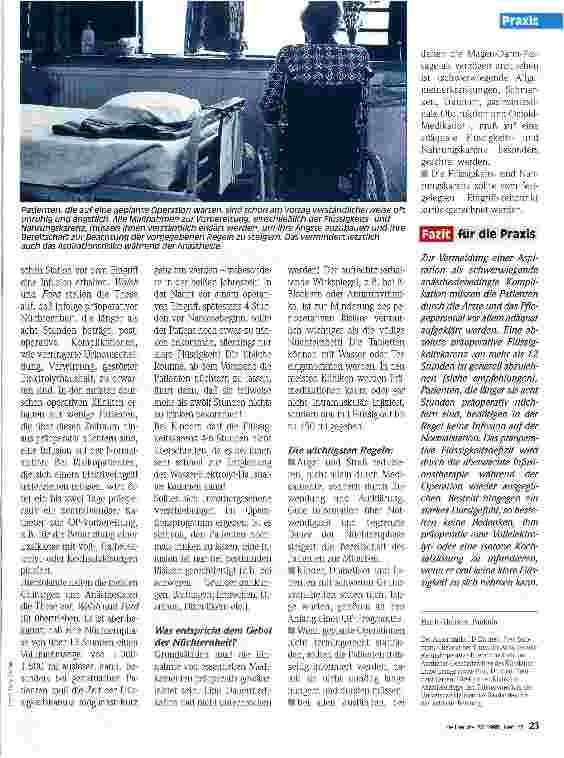 Vorschauseite 2: Perioperative Therapieprobleme. 1 Teil: Präanästhesiologische Flüssigkeitsund Nahrungskarenz