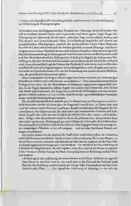 Vorschauseite 5: Advance Care Planning (ACP) - Wider die ethischen Reduktionismen am Lebensende