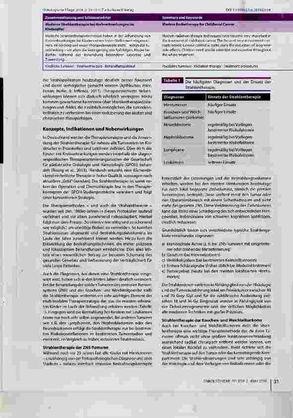 Vorschauseite 2: Maderne Strahlentherapie bei Krebserkrankungen im Kindesalter