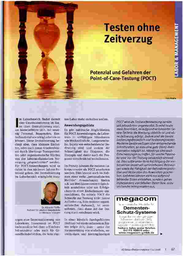 Vorschauseite 1: Testen ohne Zeitverzug Potenzial und Gefahren der Point-of-Care-Testung (POCT)