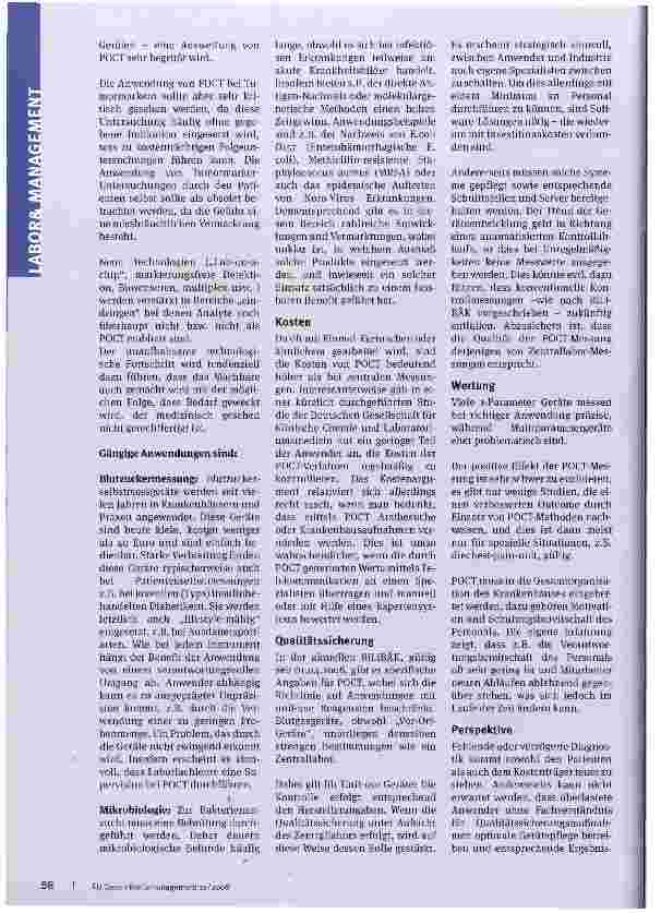 Vorschauseite 2: Testen ohne Zeitverzug Potenzial und Gefahren der Point-of-Care-Testung (POCT)