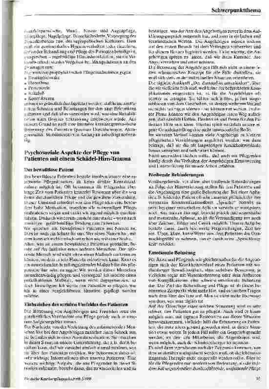 Vorschauseite 3: Die Pflege Schädel-Hirn-Verletzter
