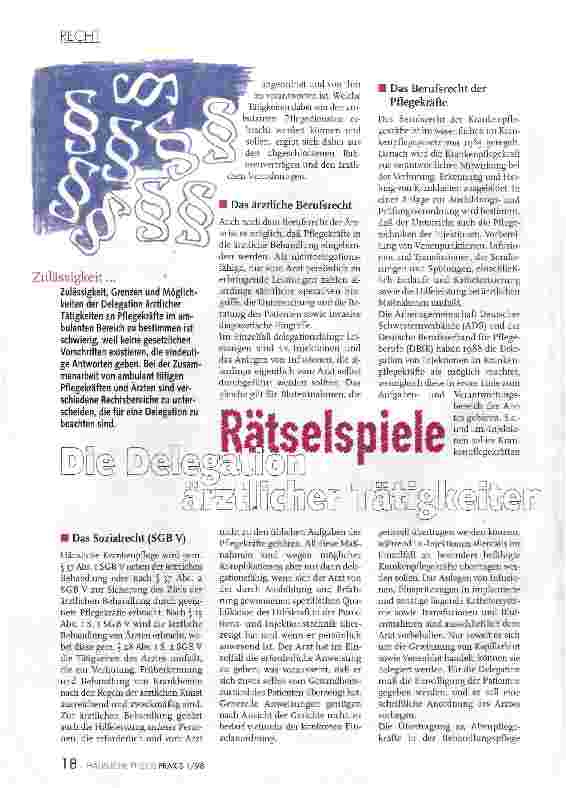 Vorschauseite 1: Rätselspiele Die Delegation ärztlicher Tätigkeiten