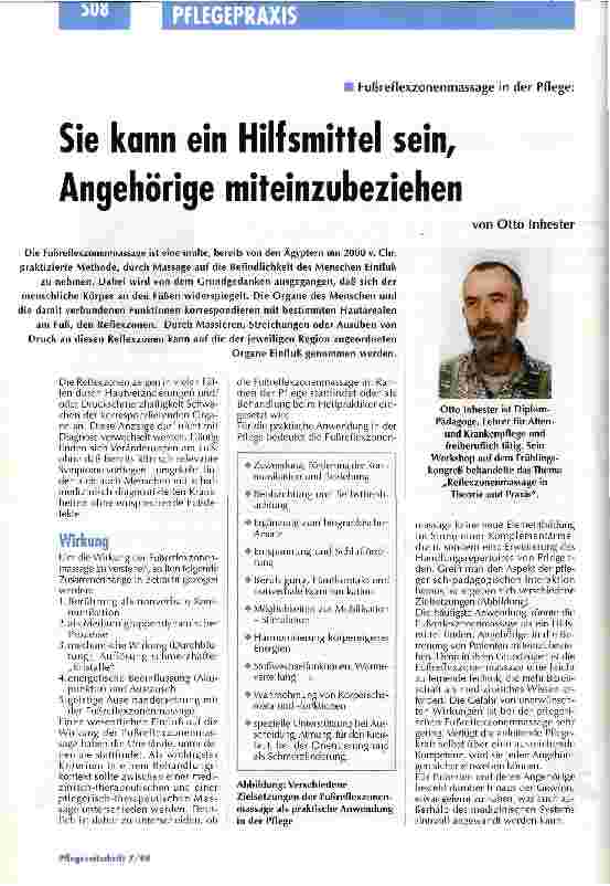 Vorschauseite 1: Fußreflexzonenmassage in der Pflege: Sie kann ein Hilfsmittel sein, Angehörige miteinzubeziehen