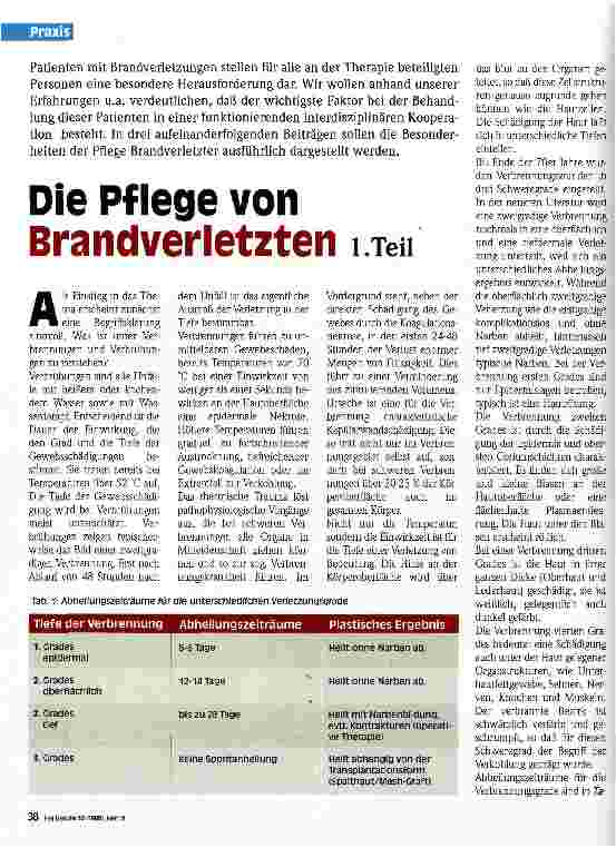 Vorschauseite 1: Die Folge von Brandverletzten (Teil 1)
