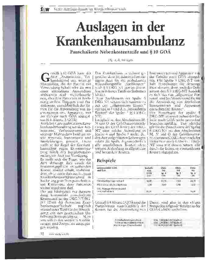 Vorschauseite 1: Auslagen in der Krankenhausambulanz