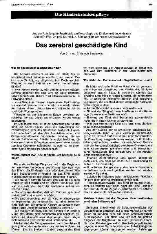 Vorschauseite 1: Das zerebral geschädigte Kind