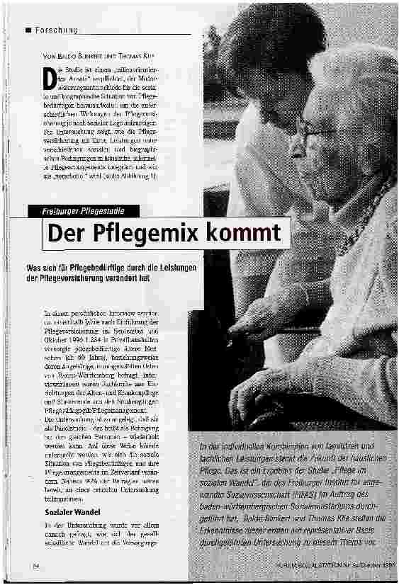 Vorschauseite 1: Der Pflegemix kommt Freiburger Pflegestudie