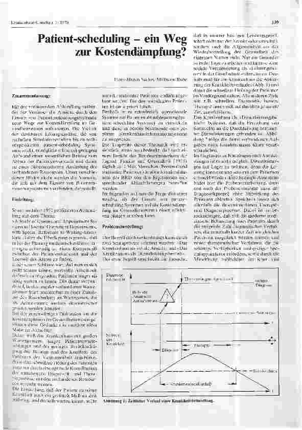 Vorschauseite 1: Patient-scheduling - ein Weg zur Kostendämpfung?
